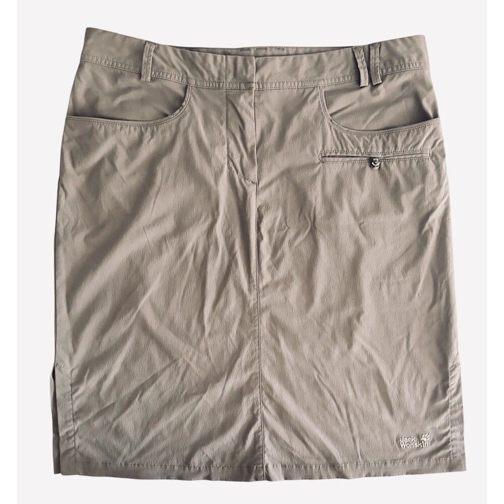Jack Wolfskin Travel Skirt US Size L UK 14/16 Khaki Tan Hiking Camping Quick Dry